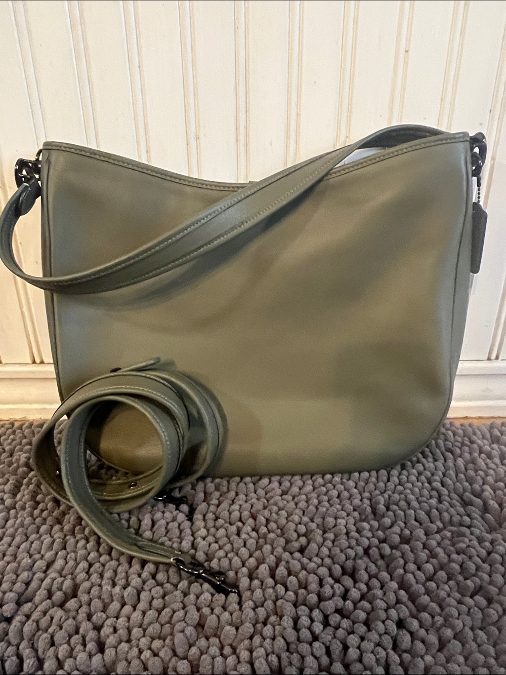 Coach Soft Tabby Hobo in Smooth Olive Green Shoulder Bag with Removable Strap